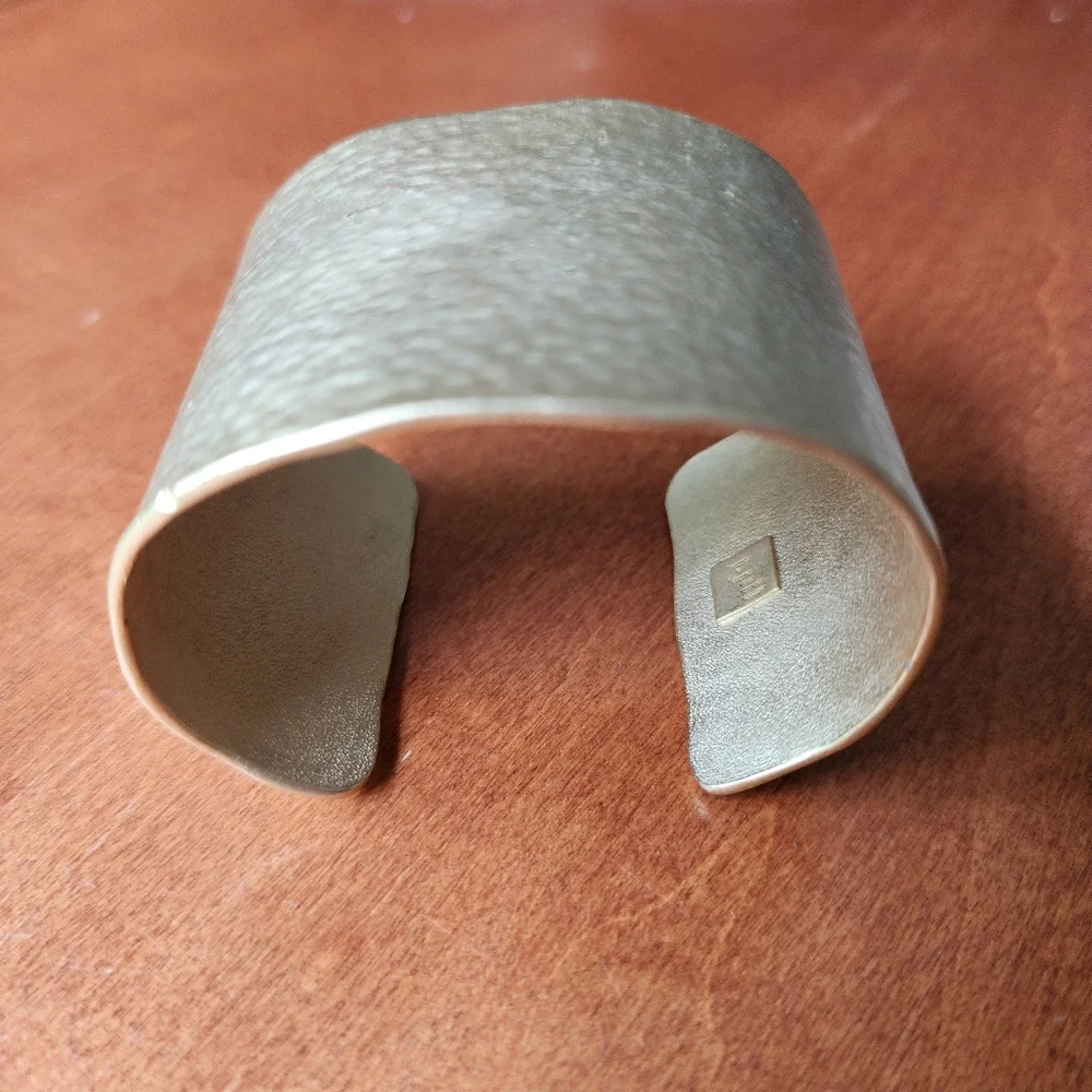 Chunky Brushed Gold Tone Bangle Bracelet